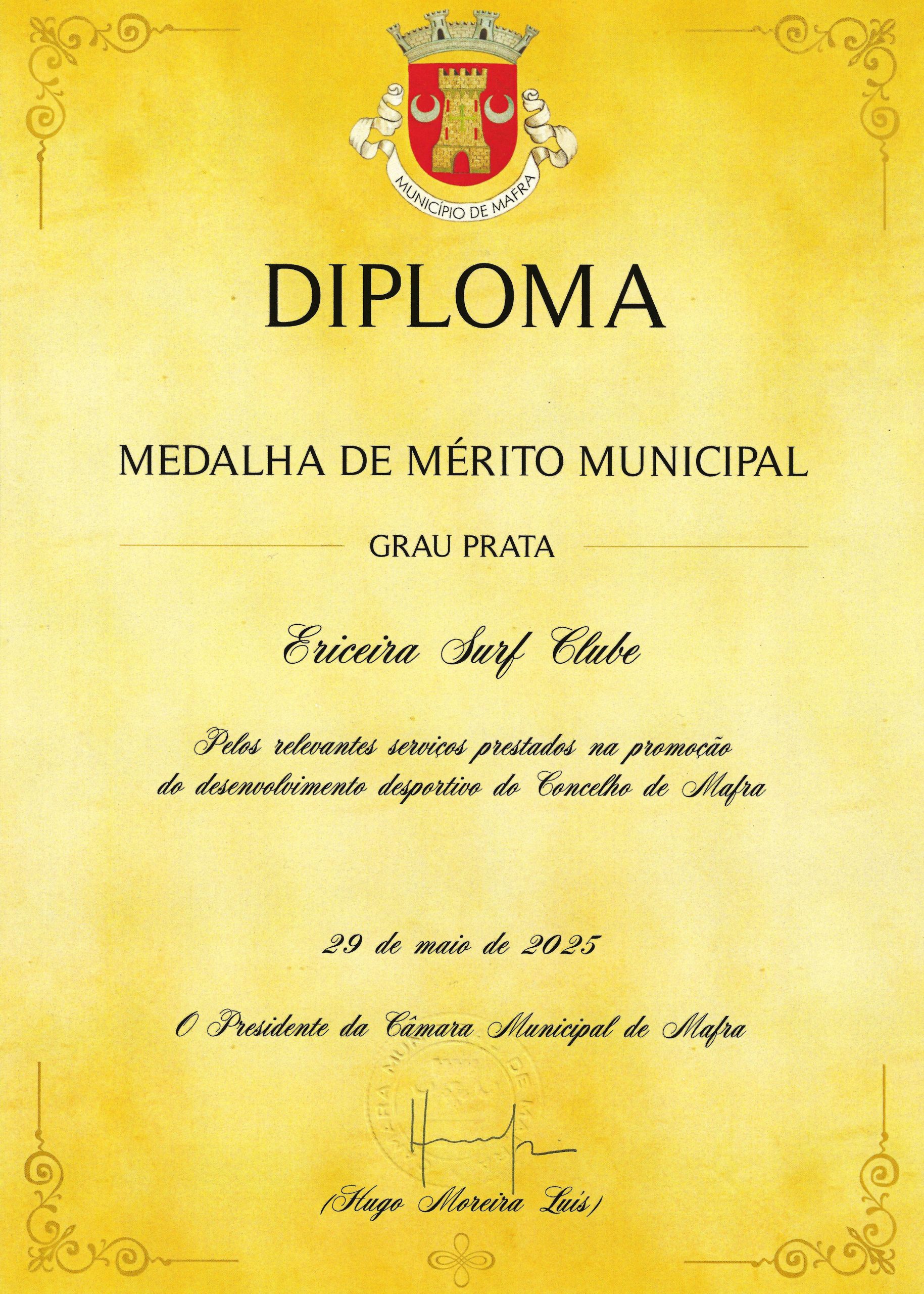 DIPLOMA - Medalha de Mérito Municipal DIPLOMA - Medalha de Mérito Municipal